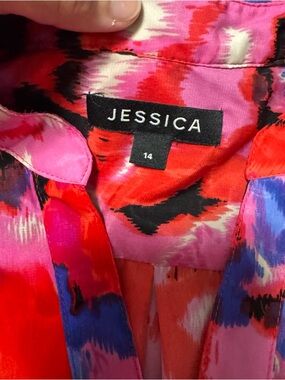 Jessica Pink, Red & Purple Printed Button-Down Blouse